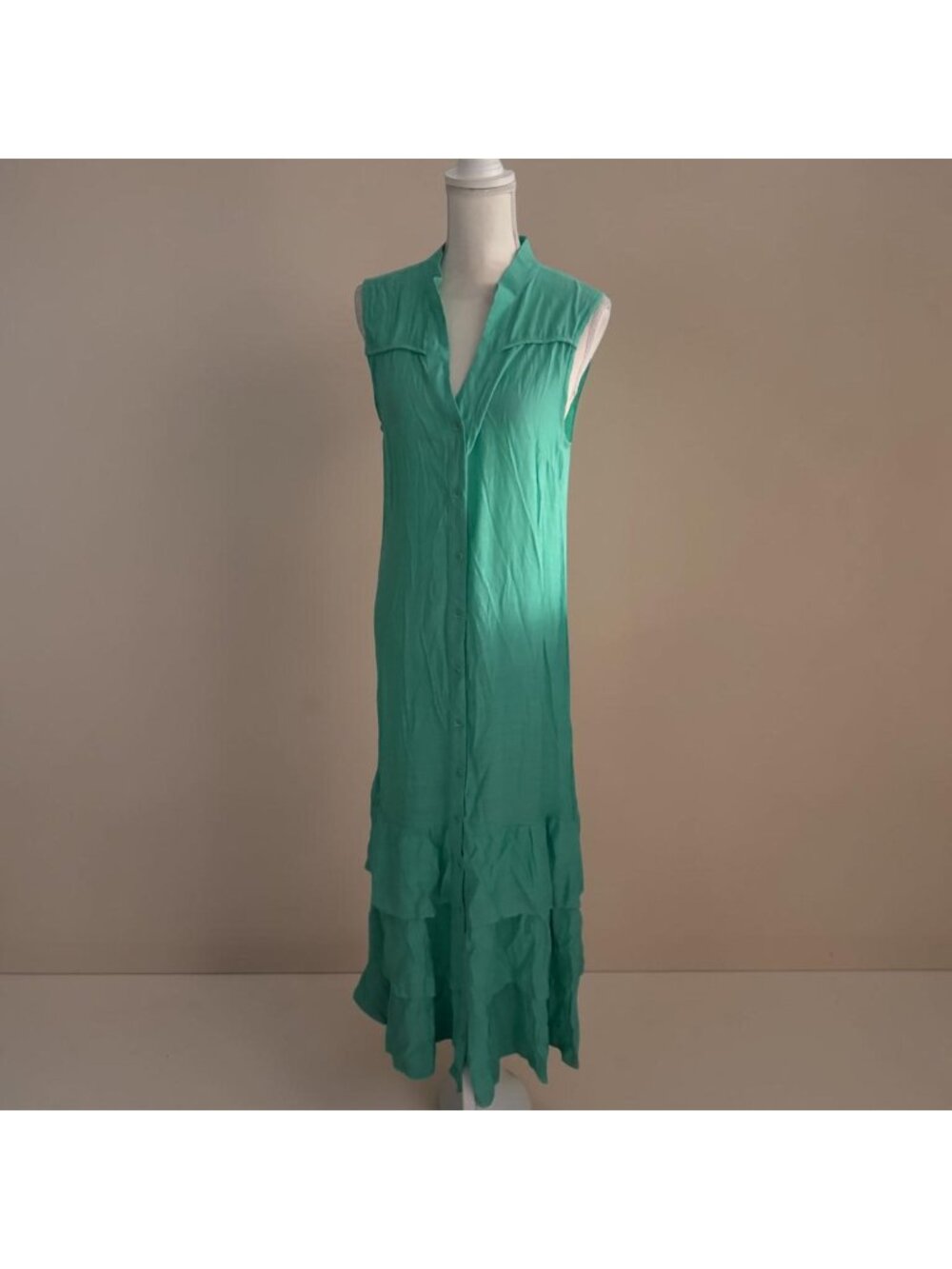 HIRUS Green Button Down Maxi Dress Size Large